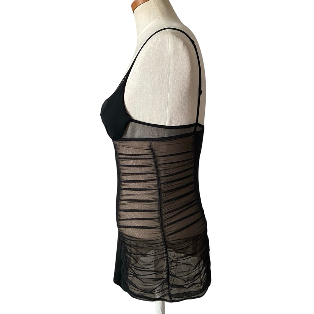Victoria’s Secret Black Nude Sheer Mesh Nylon Lace Lingerie Bustier Teddy 34B - Picture 6 of 16
